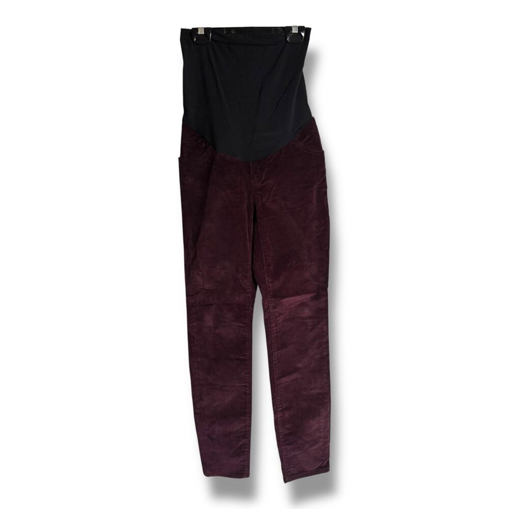 Motherhood Maternity Corduroy Pants XS Skinny Fit – 5 Pocket Style – Dark Purple